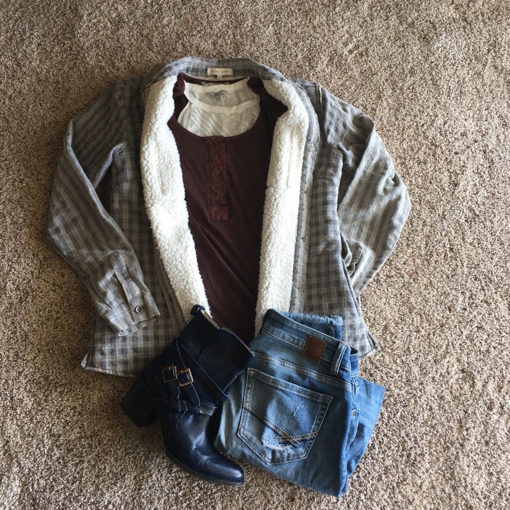 Gilded intent Sherpa lines flannel Jacket